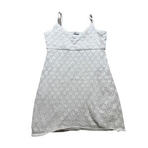 Hollister Womens White Crocheted Dress Chunky Heavyweight Vacation Beach Fairy L